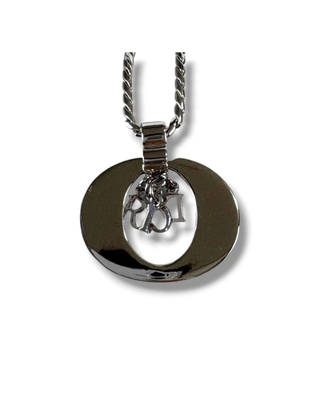 Dior Logo Necklace Silver Vintage - Picture 2 of 9